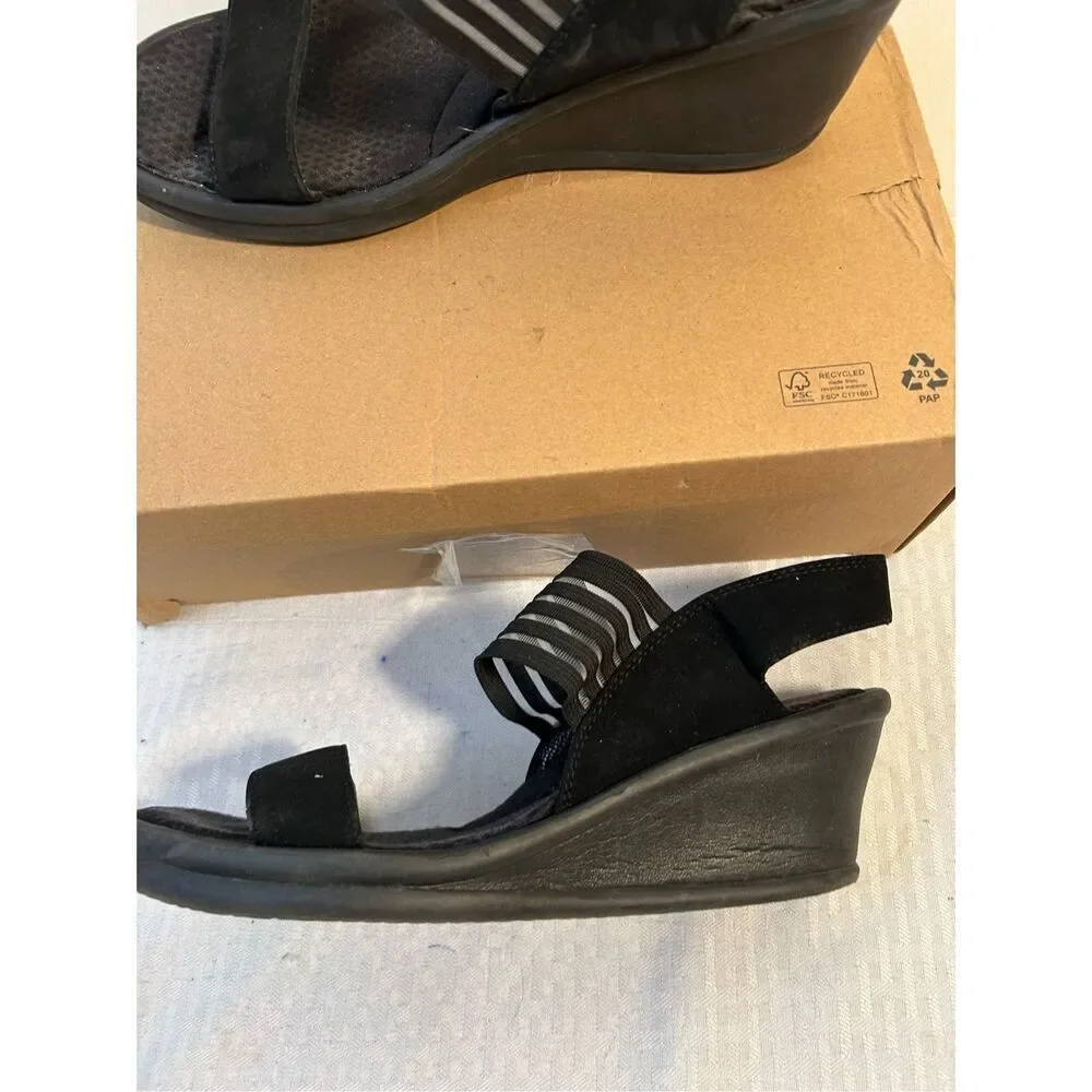 Skechers‎ black wedges scrappy size 11 sn#38472